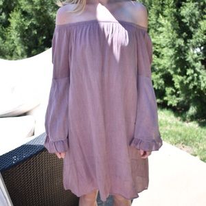 off the shoulder pink dress